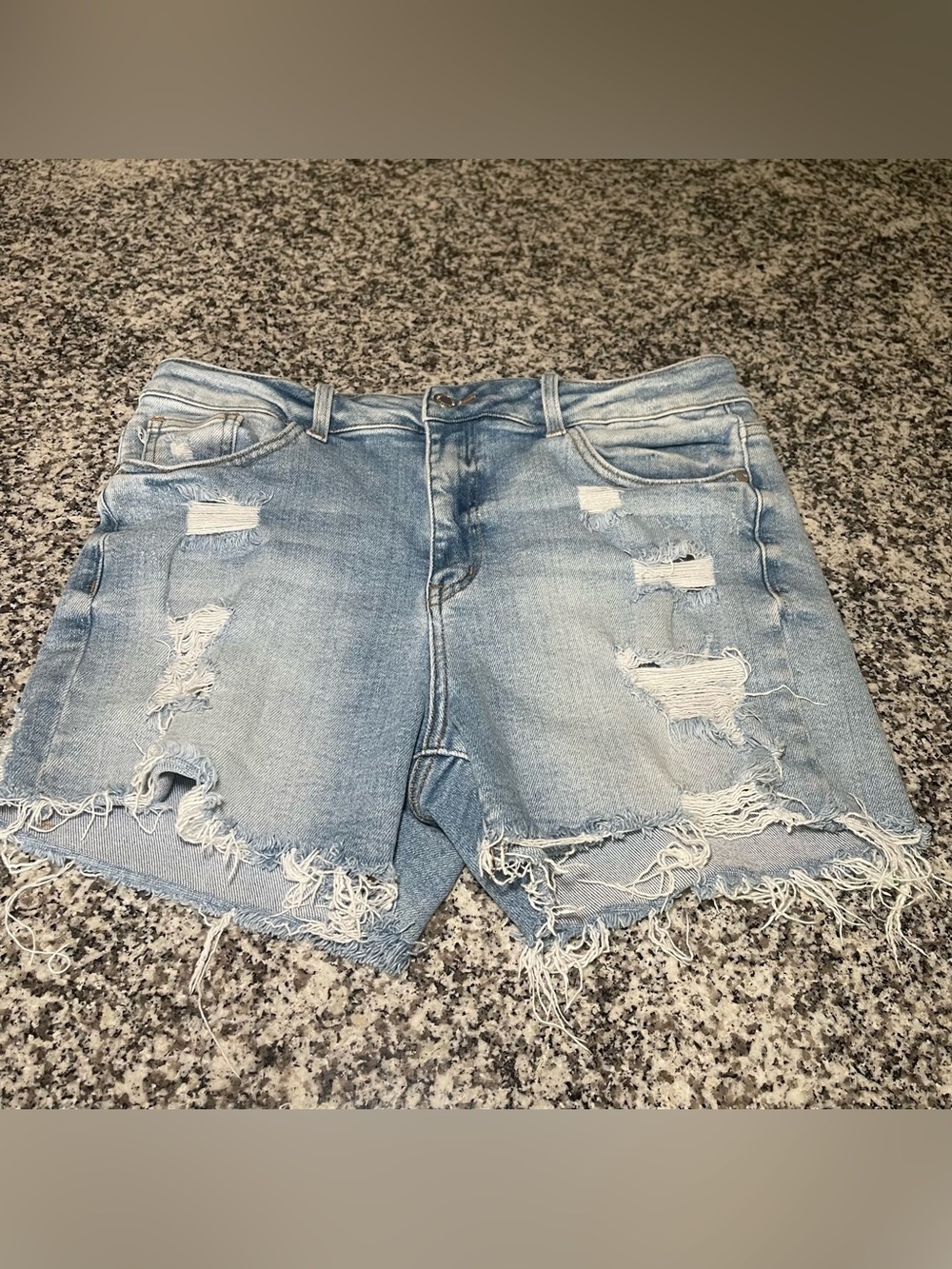 Judy Blue XL distressed frayed hem denim shorts festival boho stretch